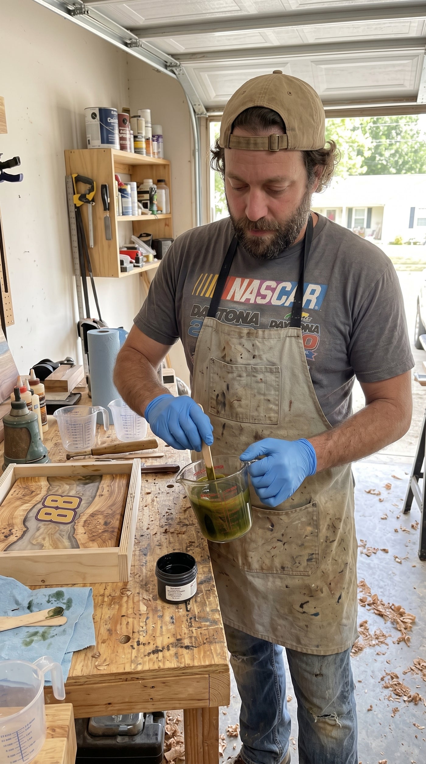 The maker in his garage workshop